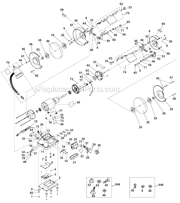 Page A Diagram and Parts List for PCB575BG  Porter Cable Angle Grinder